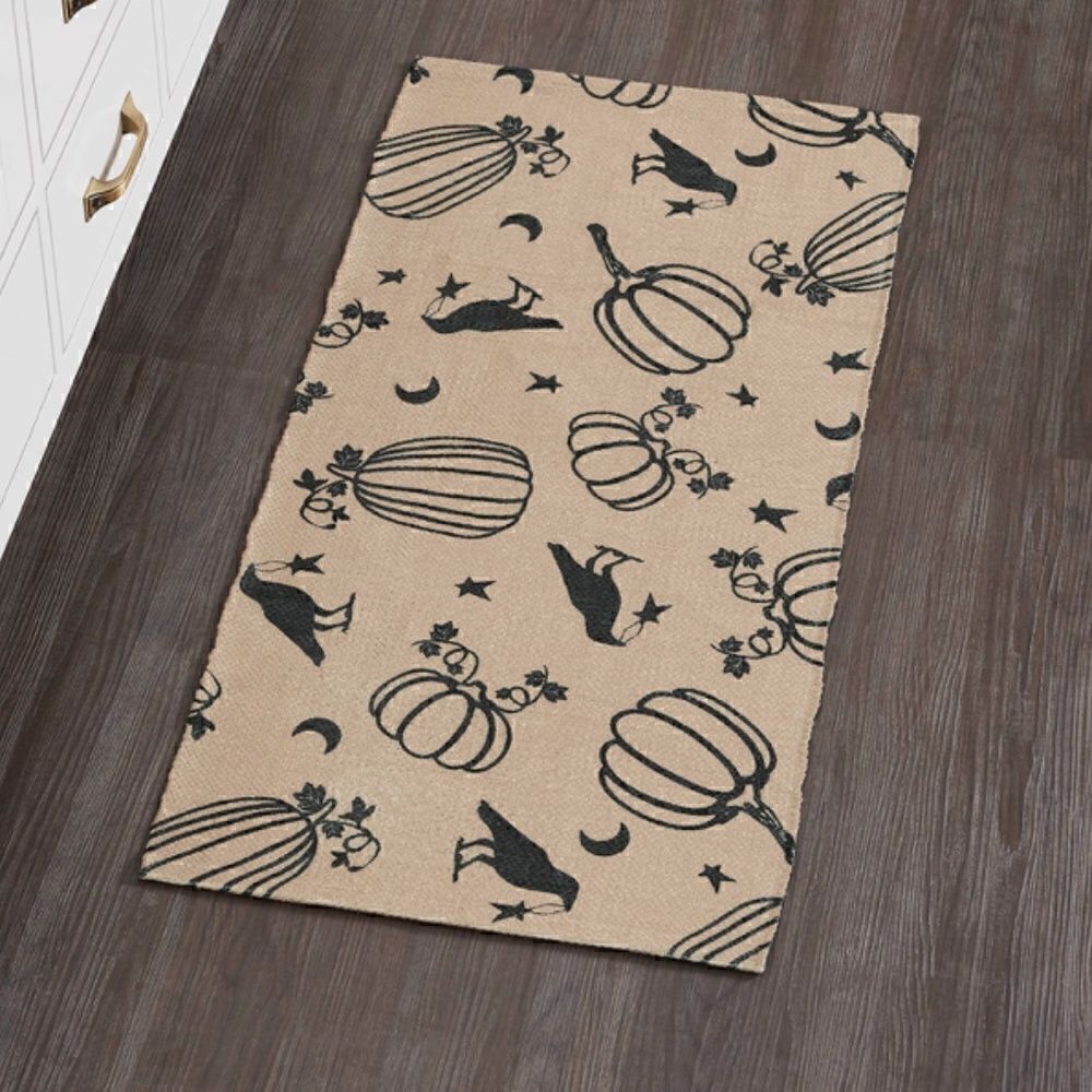 Halloween Raven Harvest Indoor Outdoor Rectangle Throw Rug Country Farmhouse 